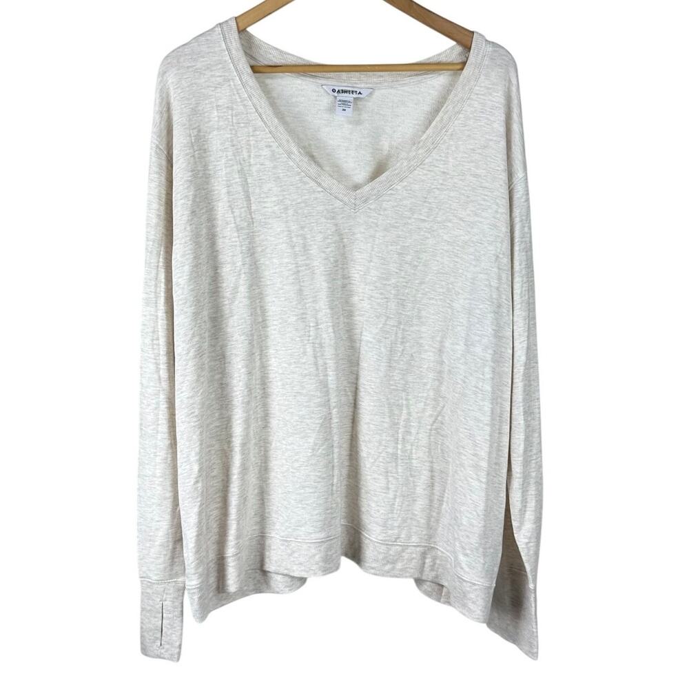 Athleta Cream V-Neck Sweatshirt